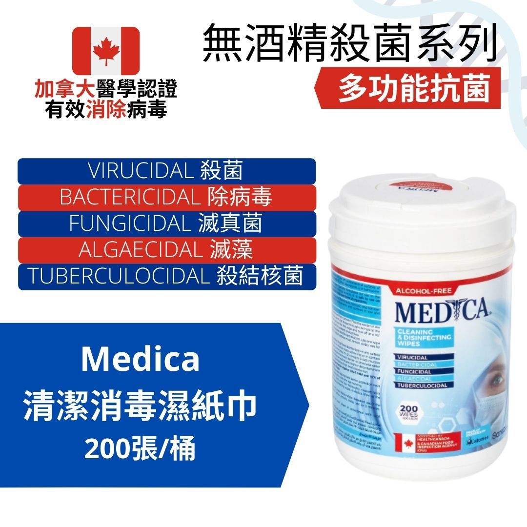 Sanita 診所專用, 無酒精消毒濕紙巾, 200張 (加拿大醫學認證)