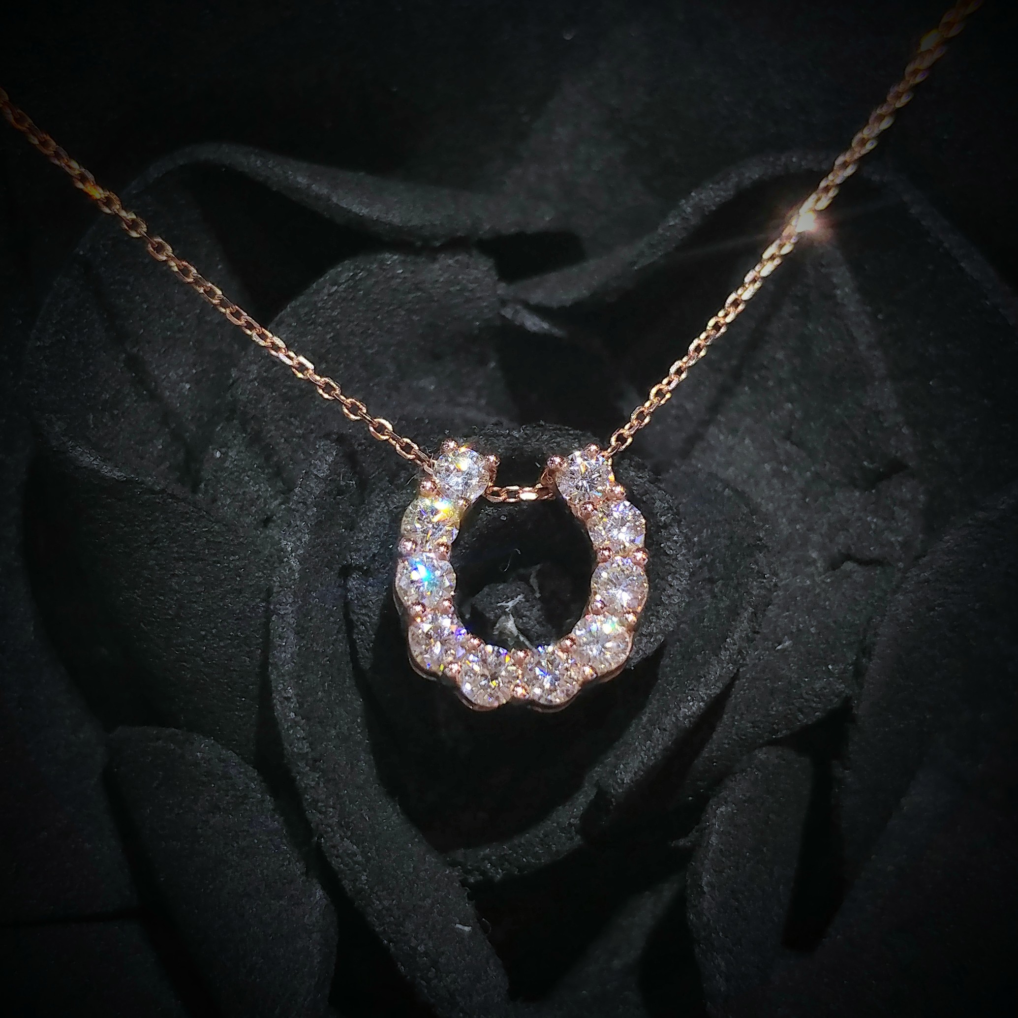 全新18K玫瑰金40份鑽石吊墜