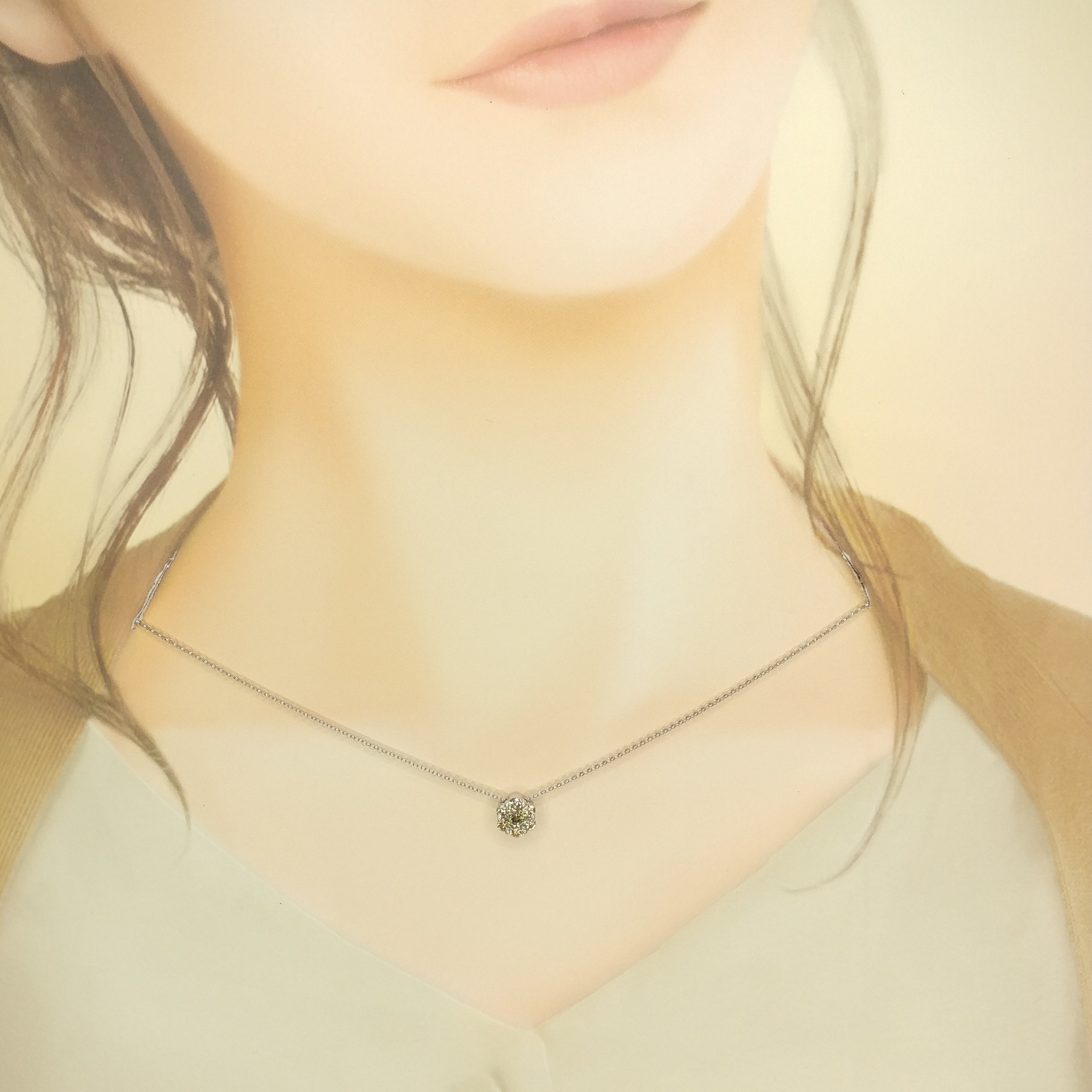 18K White Gold 0.52ct Fancy Brown Diamond Pendant