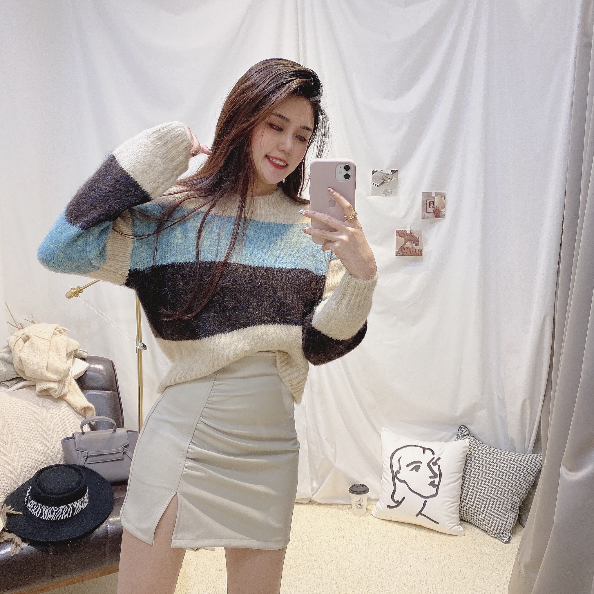 撞色拼接質感毛衣/二色