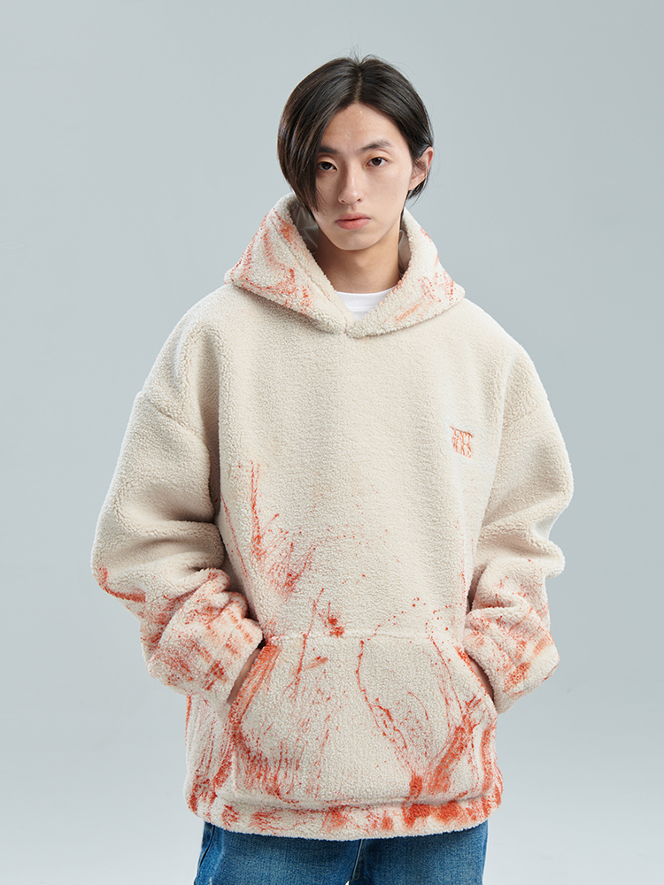 I DON‘T SMOKE 橘色 潑墨 羊羔絨 帽T DONSMOKE Don’t Smoke