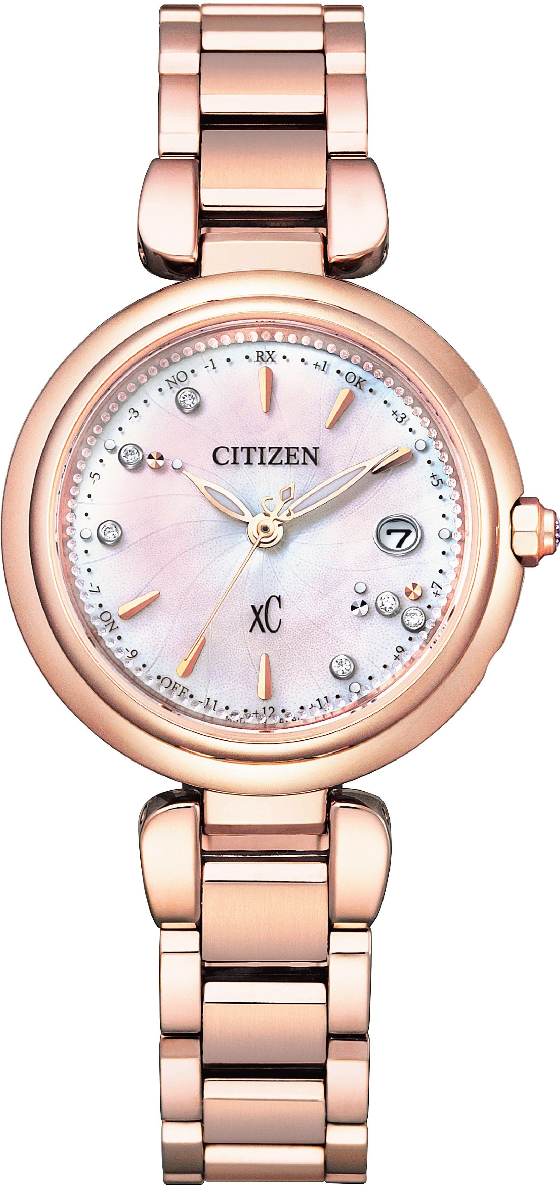 萬年鐘錶 - Citizen 星辰錶  XC    限量發行 光動能電波女錶  ES9467-54W   錶徑29MM
