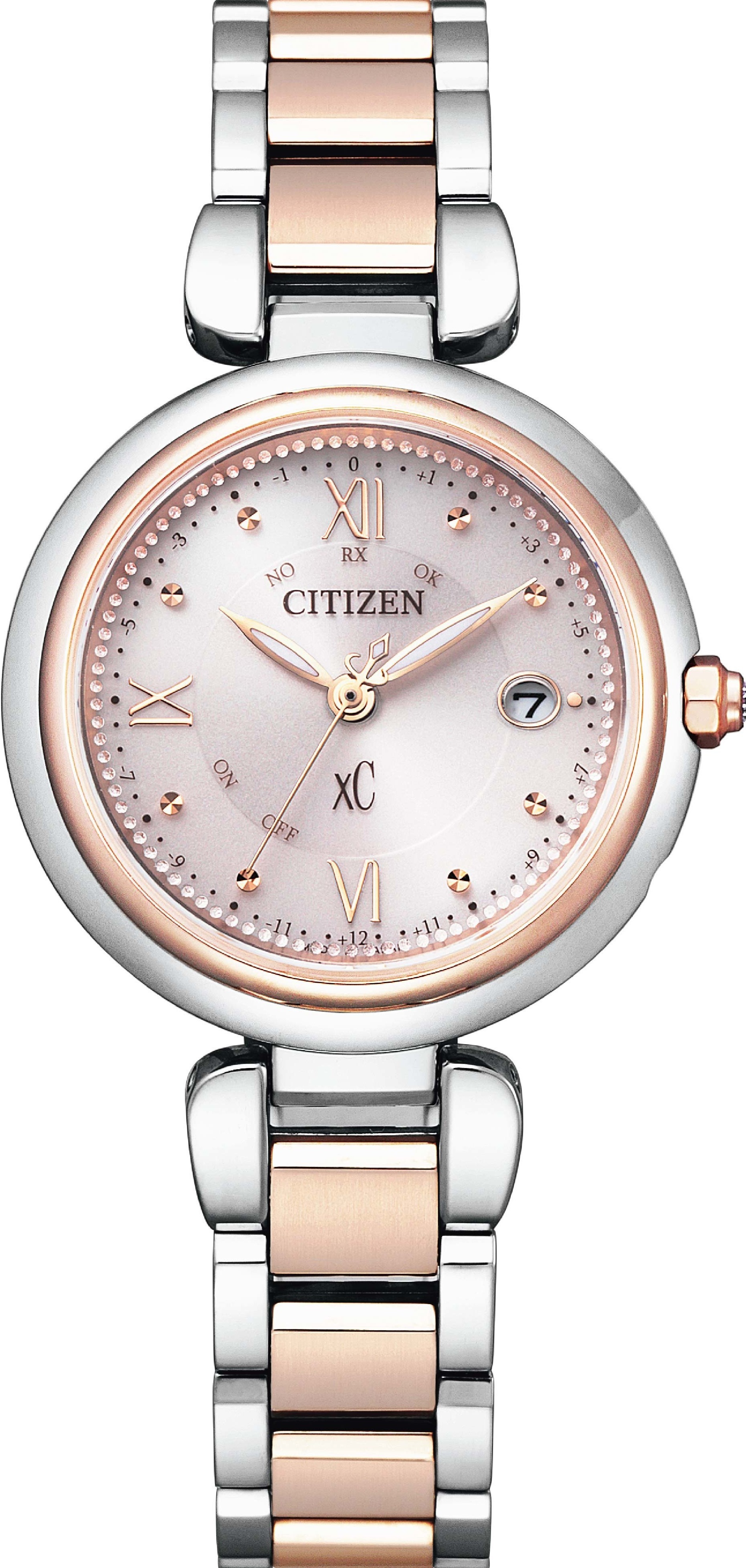 萬年鐘錶 - Citizen 星辰錶  XC      光動能電波鈦金屬女錶  ES9465-50W   錶徑29MM