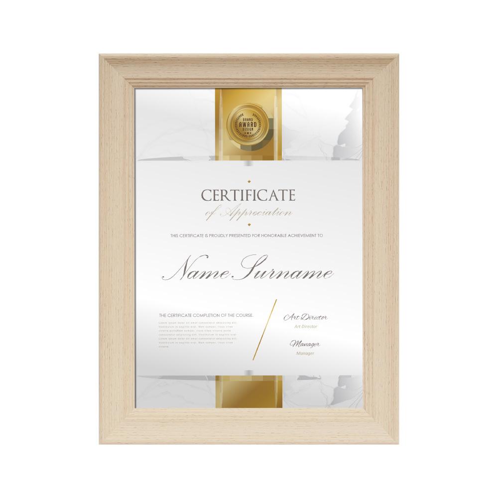 別緻A4獎狀證書相框 - 白色
