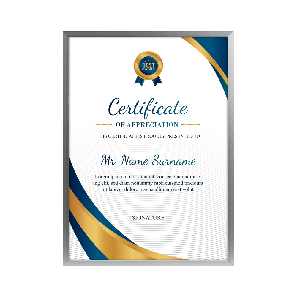 免拆鋁框A4獎狀證書相框 - 亞銀