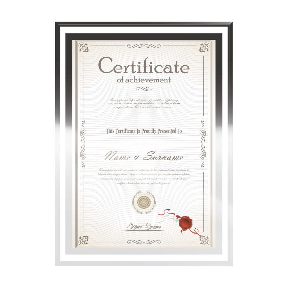 玻璃A4獎狀框證書相框 - 雙邊銀