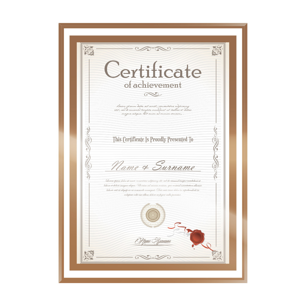 玻璃A4獎狀框證書相框 - 雙邊金