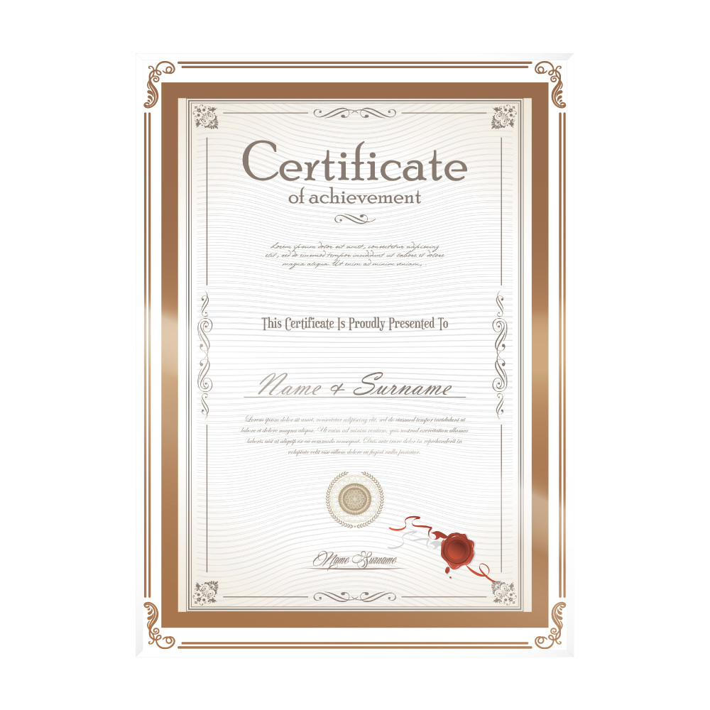 玻璃A4獎狀框證書相框 - 四角花金