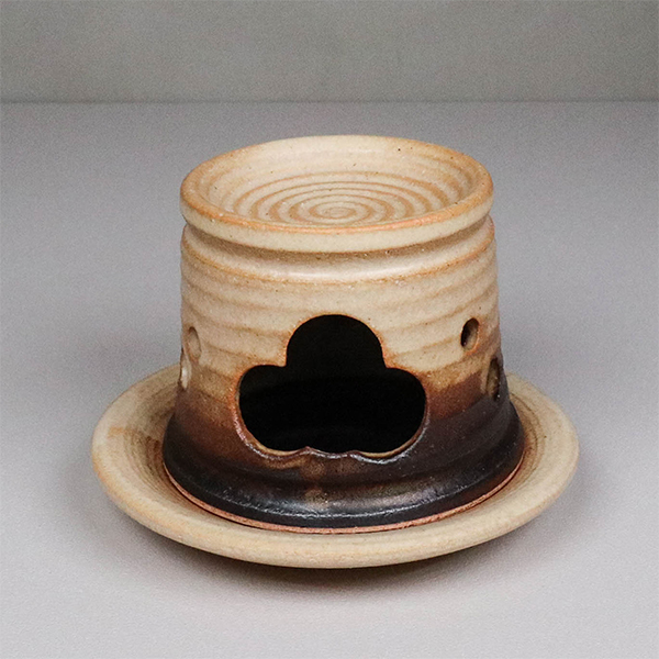 【益子燒】黄釉 茶香爐-長