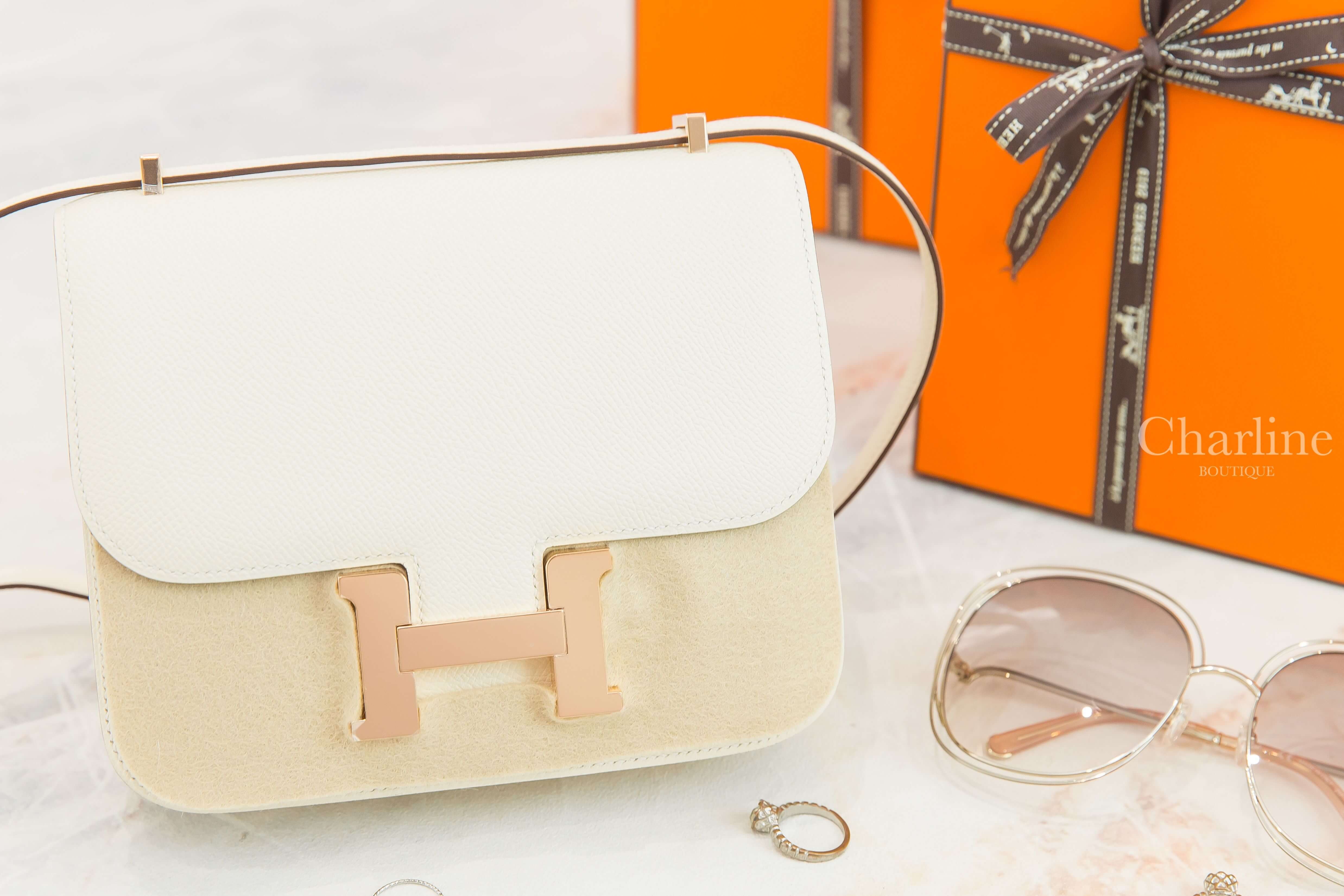 Hermès Mini Constance III 18cm I2 Nata Epsom 奶油白玫瑰金釦