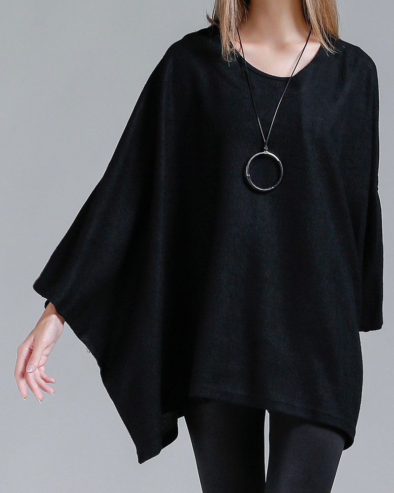 DEER 反褶飛鼠袖毛料斗篷 黑色