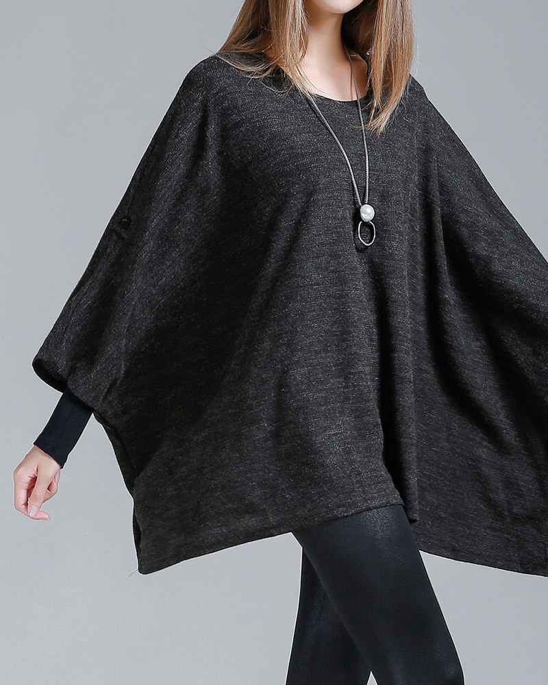 DEER 反褶飛鼠袖毛料斗篷 黑色