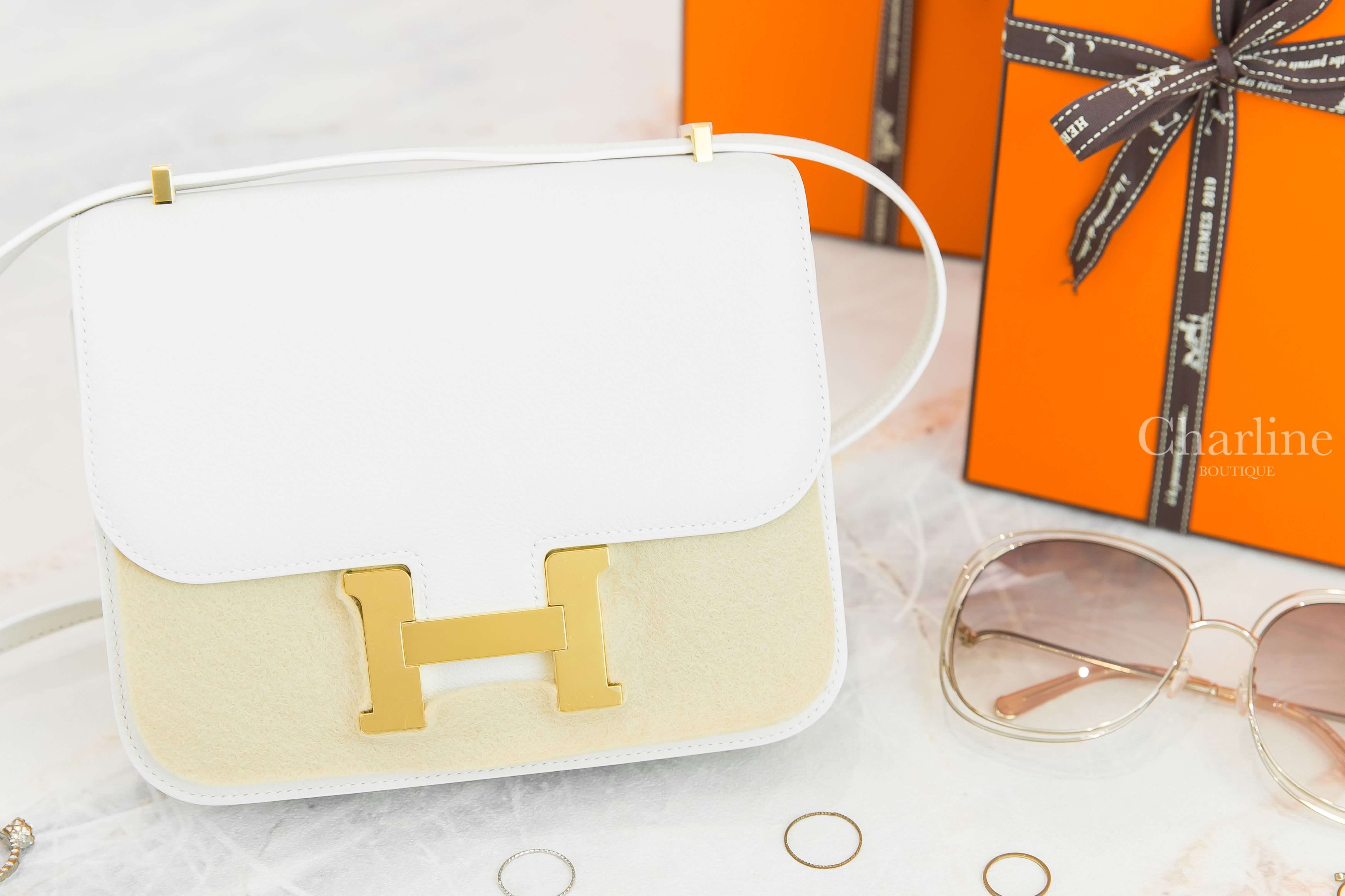 Hermès Mini Constance III 18cm 01 Blanc Evercolor 白色金釦