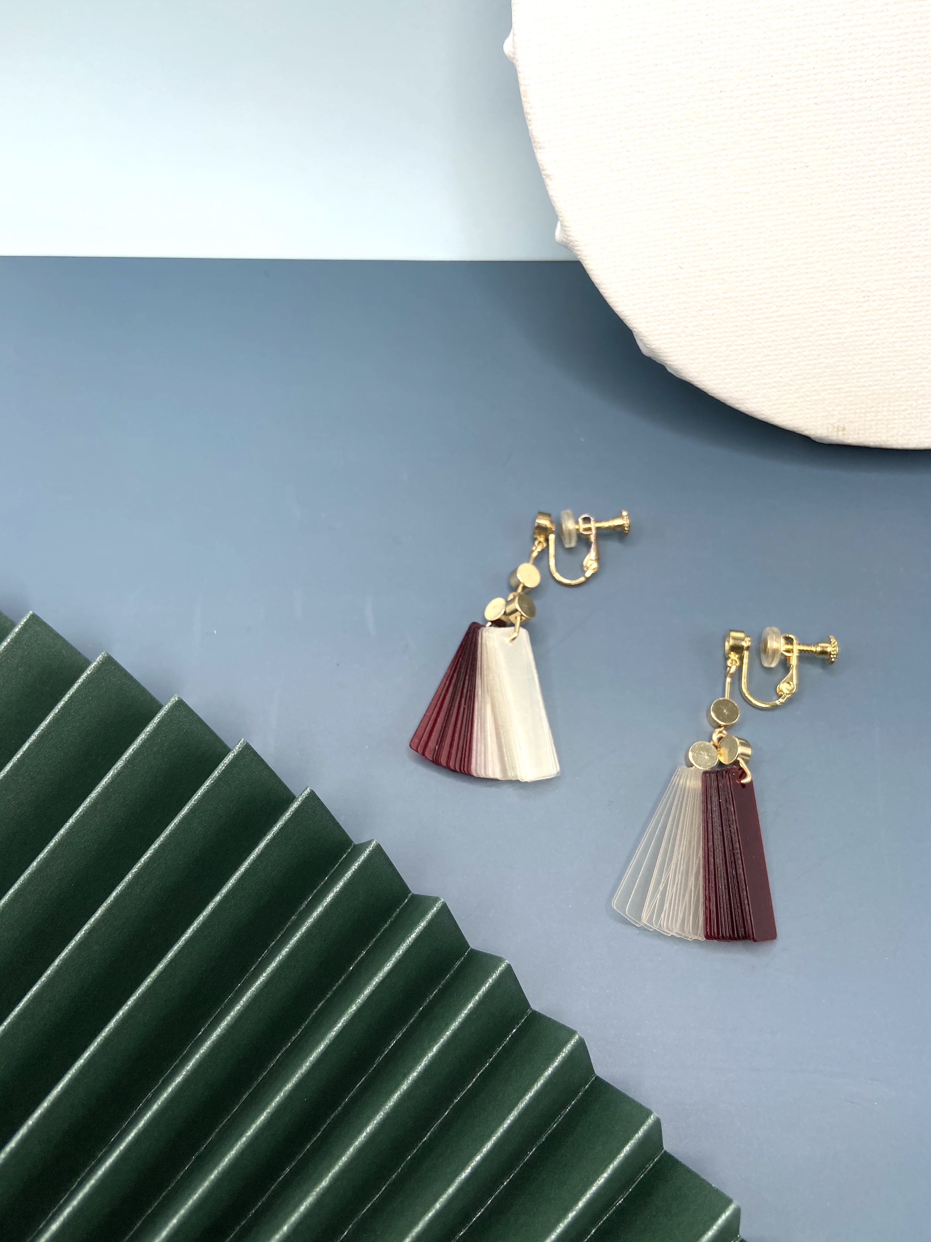 COLECOOL原創紅白色14k金珠片耳環耳夾 日本風格耳環 情人節禮物