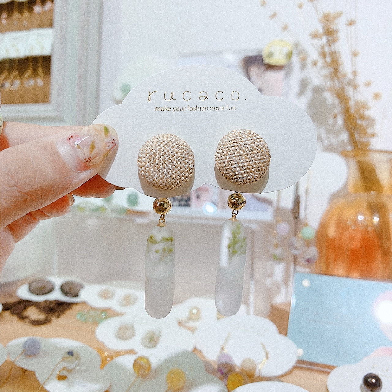 [手作家] 乾花封入水管耳環