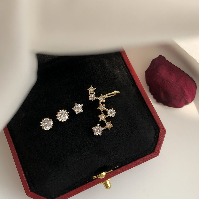 水鑽五角星耳夾 (4件組)