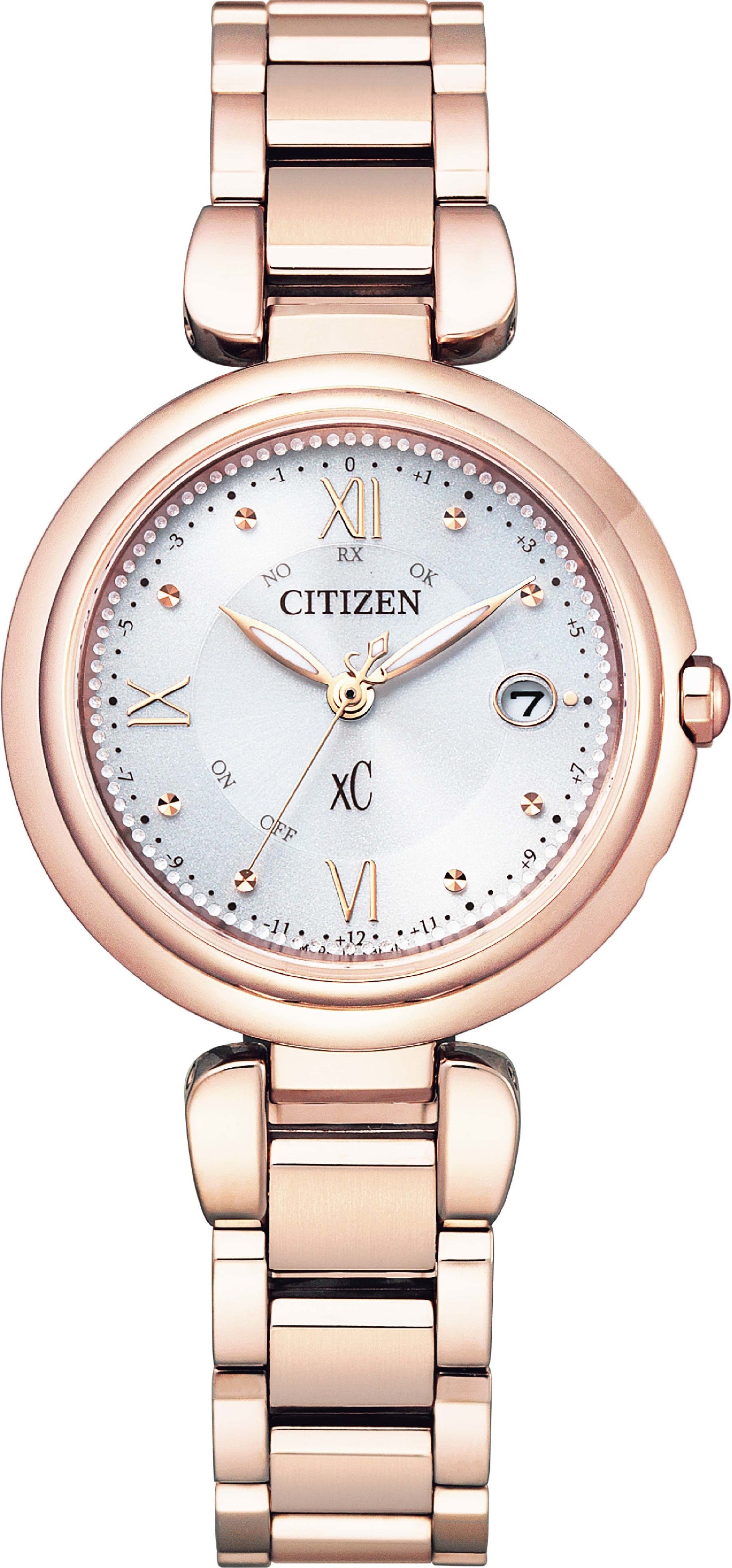 萬年鐘錶 - Citizen 星辰錶  XC      光動能電波鈦金屬女錶  ES9464-52A  錶徑29MM