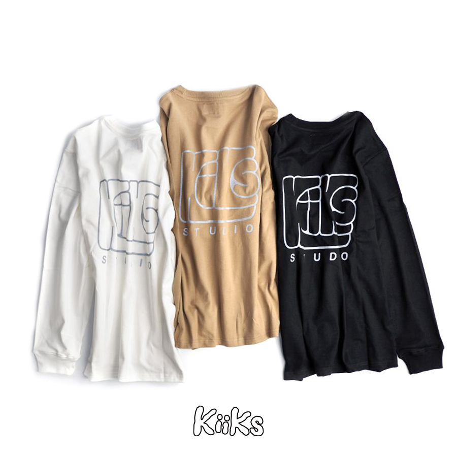 KIIKS FIST L/S TEE 重磅長T 寬版落肩長袖T 反光印刷 黑色/米白/駝色  KSFT-001 [EW]