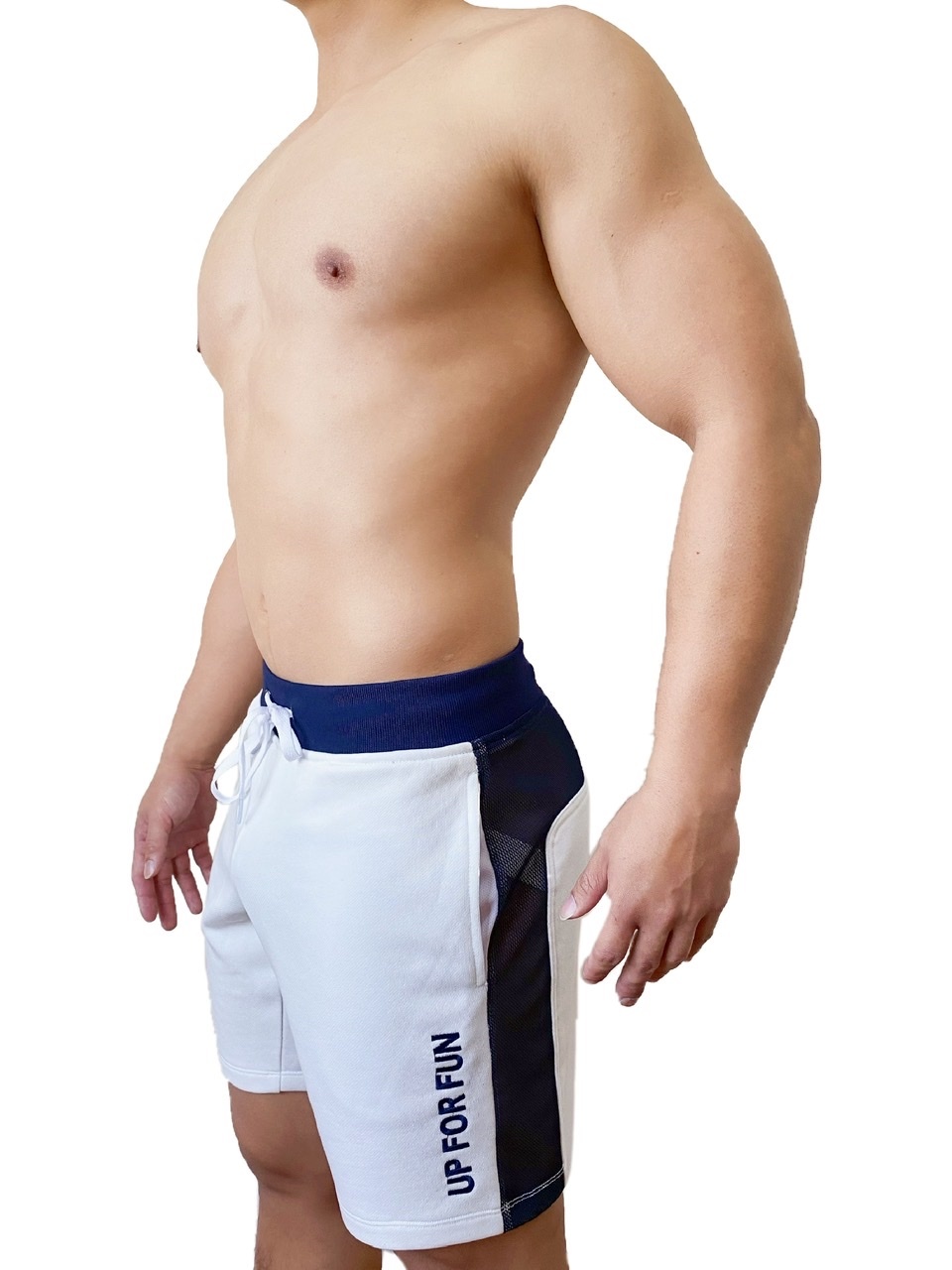 熱賣回歸 - UP For Fun 棉短褲 白/透視藍