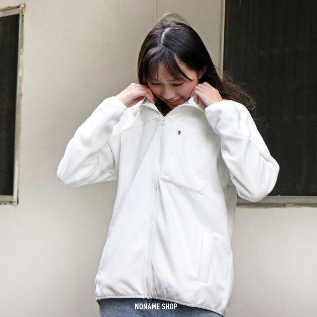NewBalance NB 韓國款 經典 Logo 立領 絨毛外套 刷毛外套 雪白色