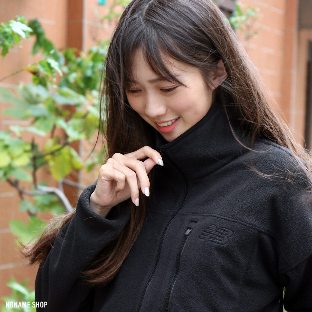 NewBalance NB 韓國款 經典 Logo 立領 絨毛外套 刷毛外套 黑色