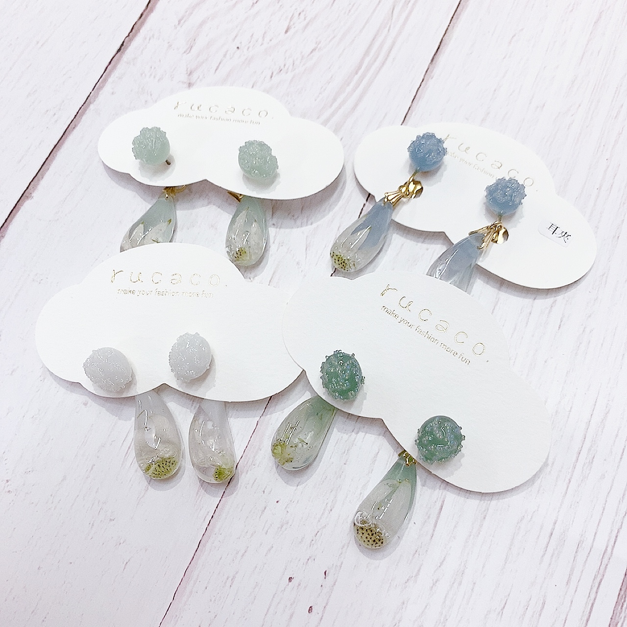 [手作家] 乾花封入水滴形耳環 (網站限定優惠)