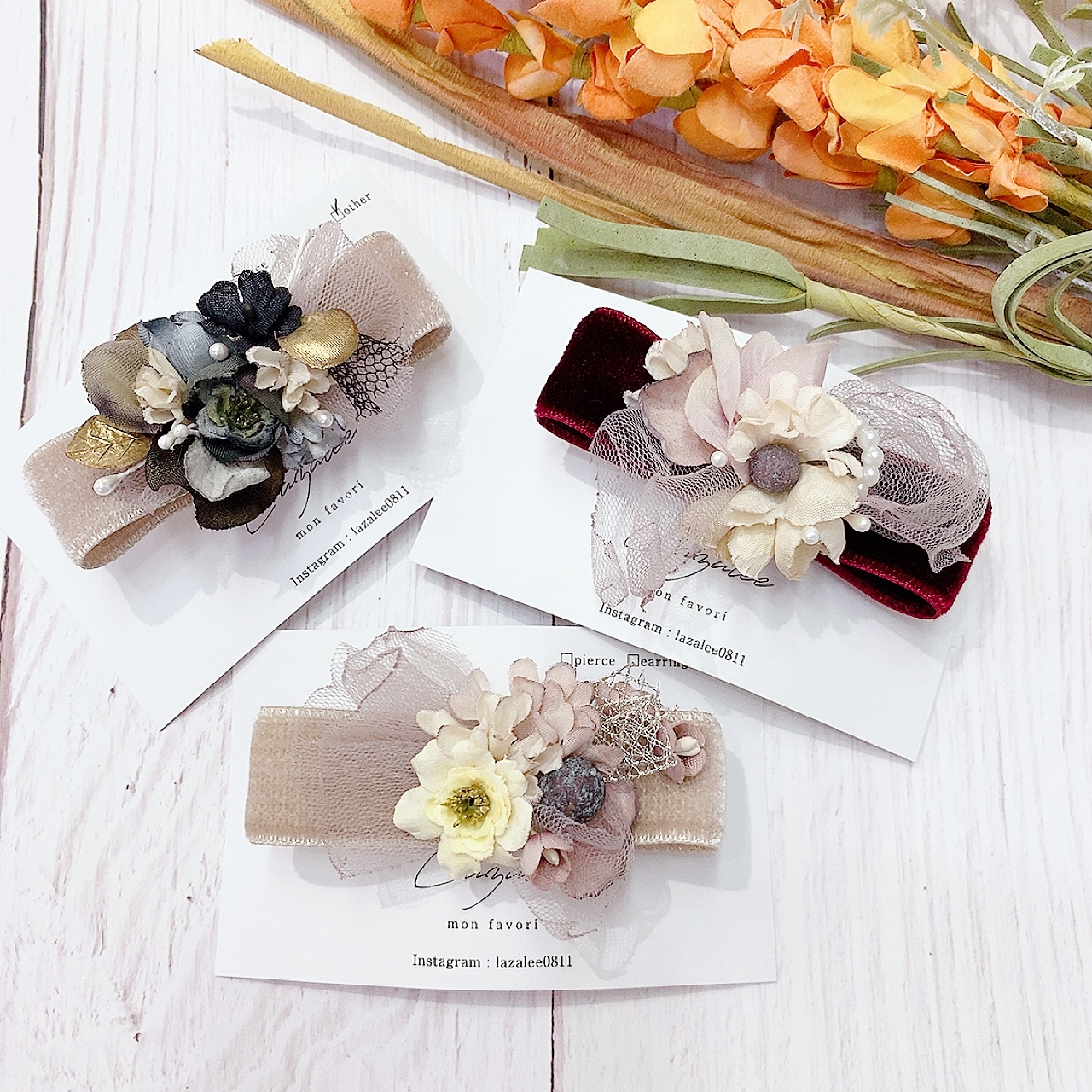 [手作家] 日本人造花絨面彈弓髮夾 (*網站限定優惠價*)