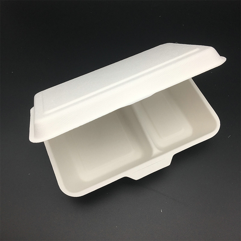 50pcs Biodegradable and Compostable 2 Compartment Lunch Box 2CLB1000