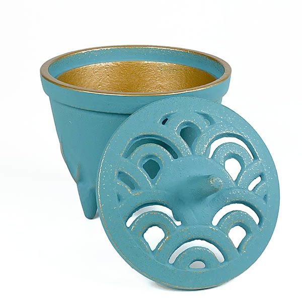 【岩鑄】潮 香爐-金/土耳其藍色