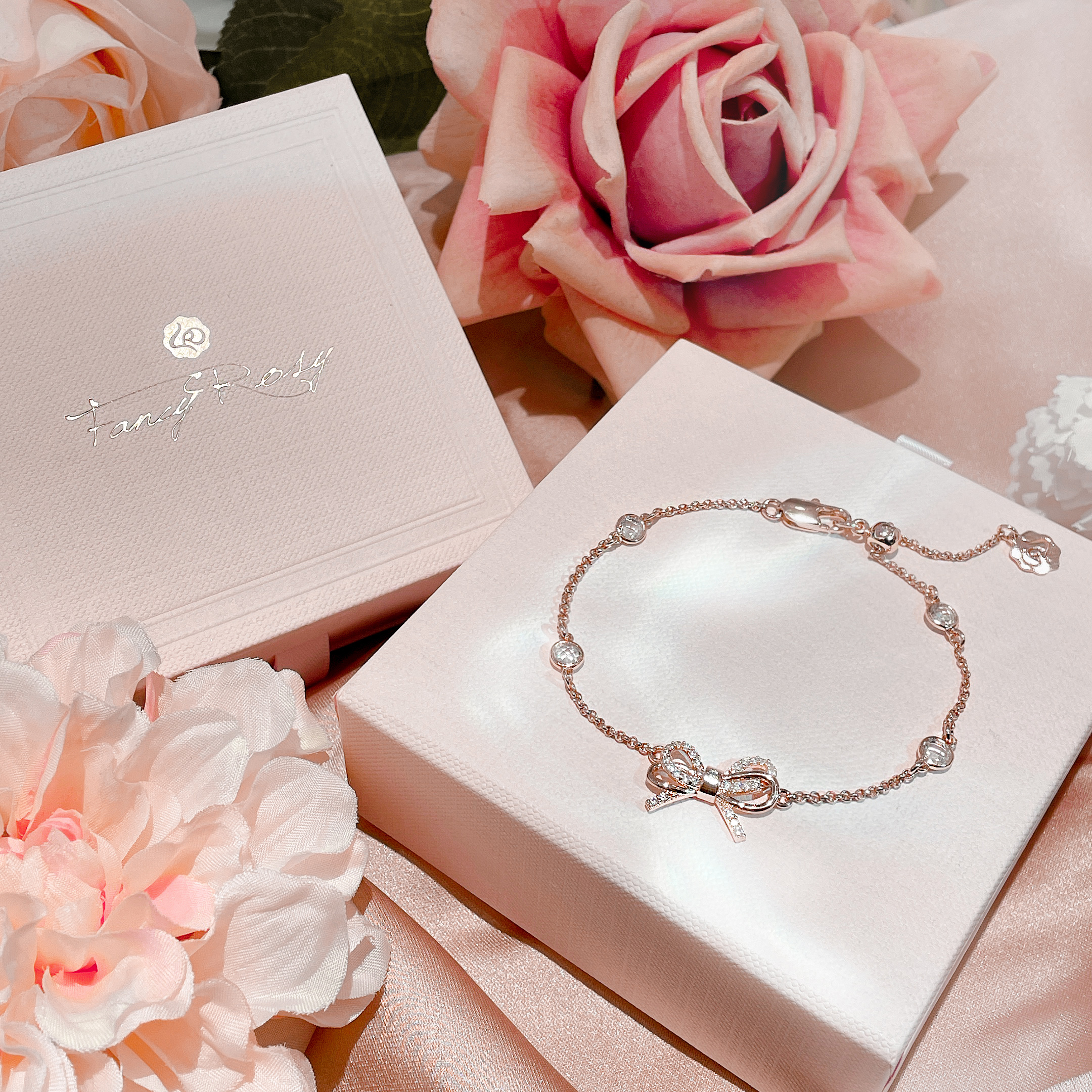 Rose Gold Crystal Bow Bracelet