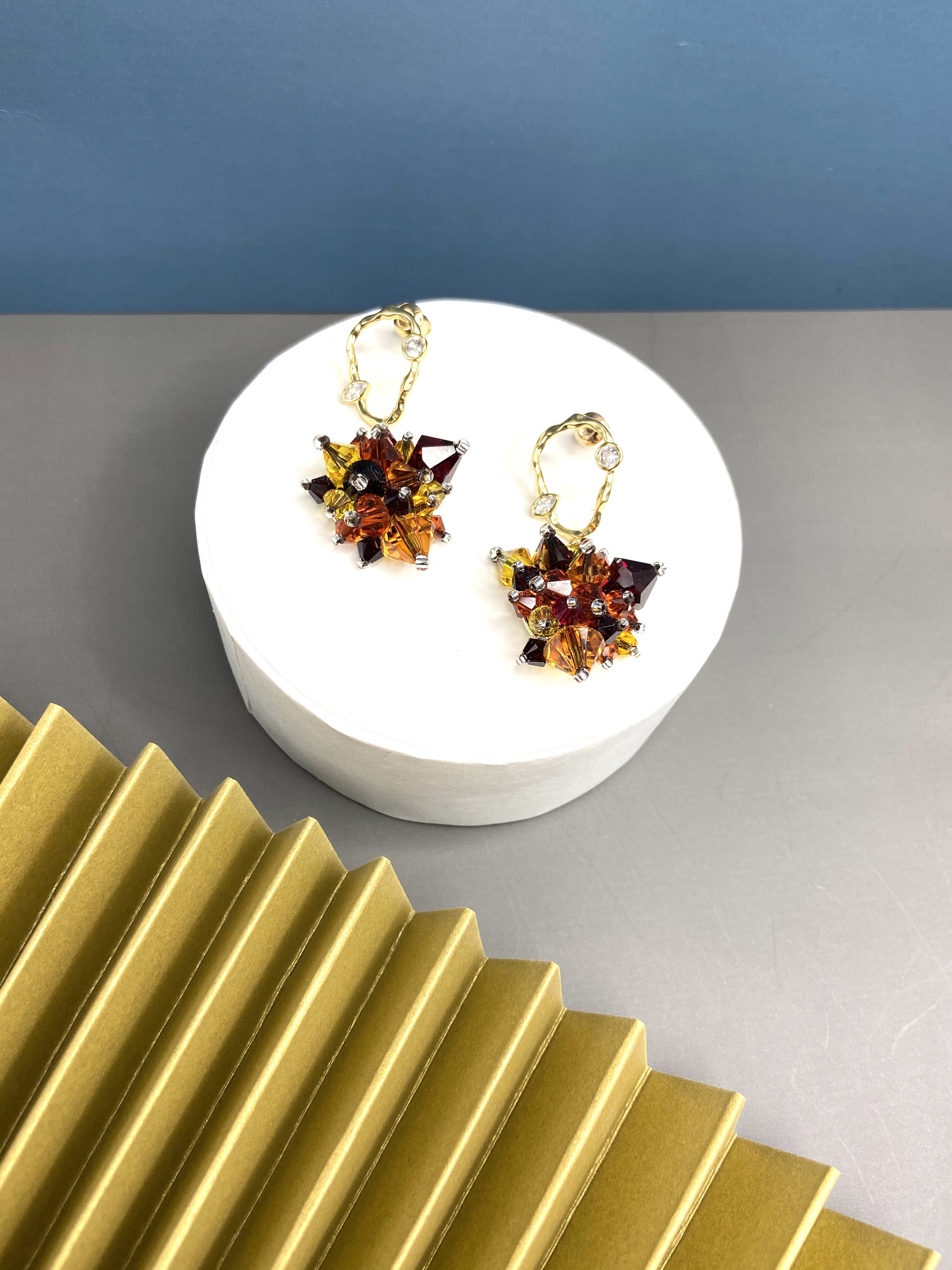 COLE COOL時尚施華洛世奇水晶925純銀雪花耳環 紅色 情人節耳環