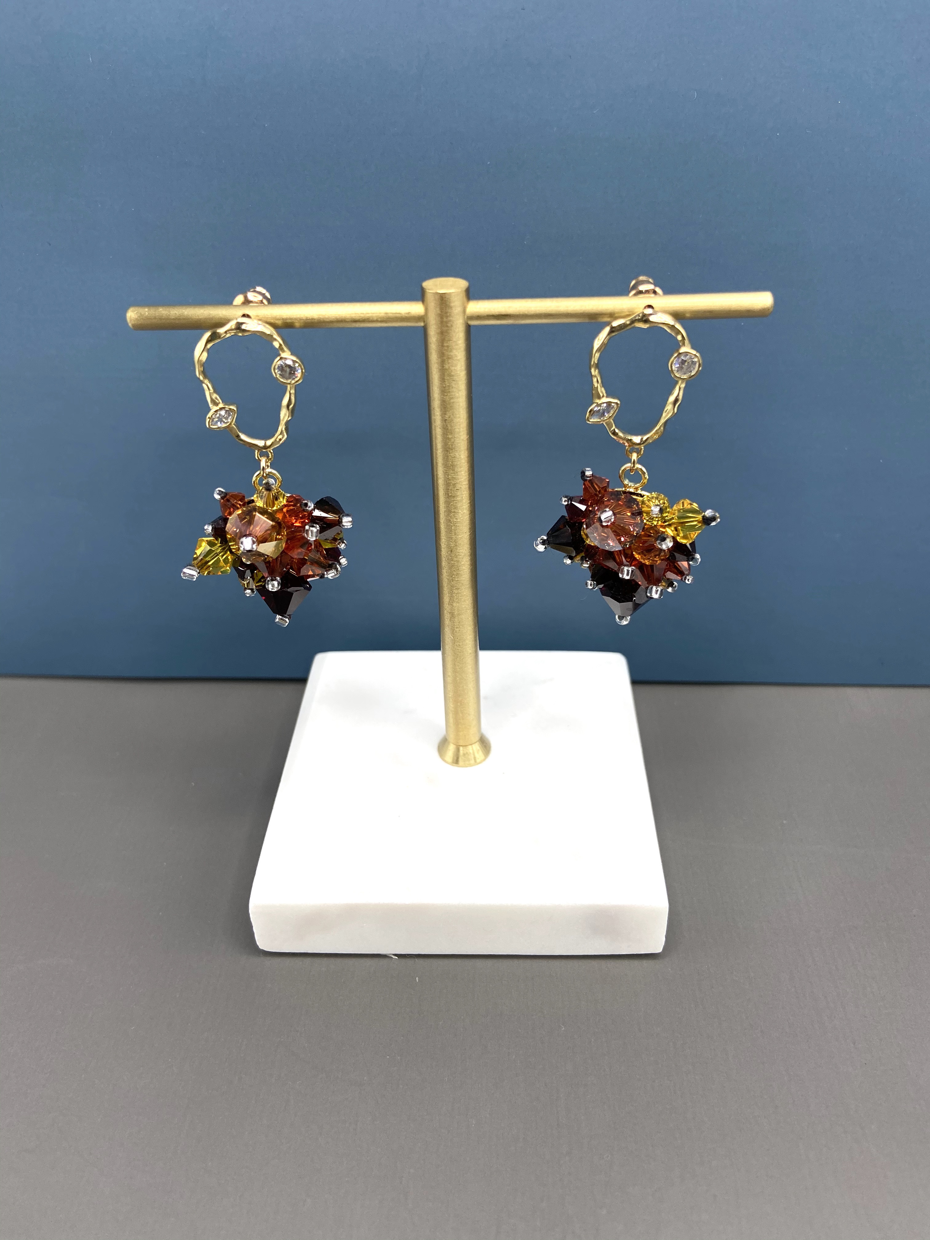 COLE COOL時尚施華洛世奇水晶925純銀雪花耳環 紅色 情人節耳環