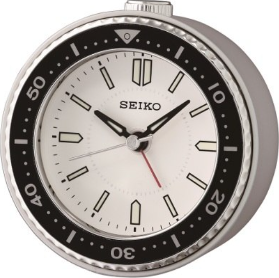 萬年鐘錶 - SEIKO 計時鬧鐘  白面水鬼造型鬧鐘  QHE184J   直徑9.5CM
