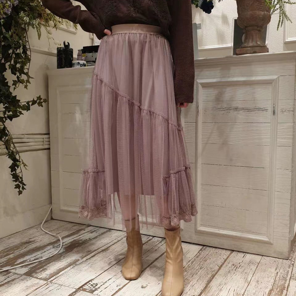 21020200拼接造型長紗裙