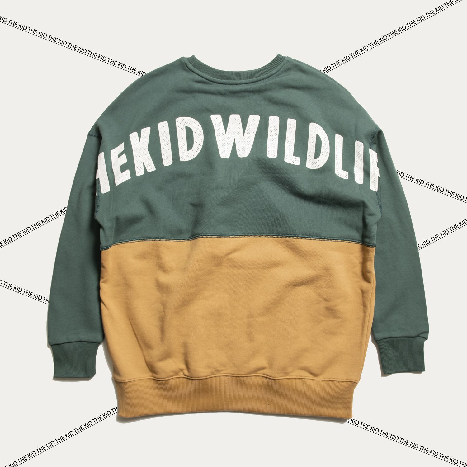 KID ® 野人生活拼接大學T 綠卡其