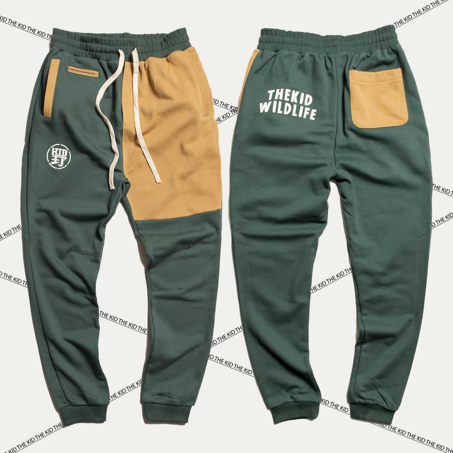 KID ® 野人生活拼接棉長褲 綠