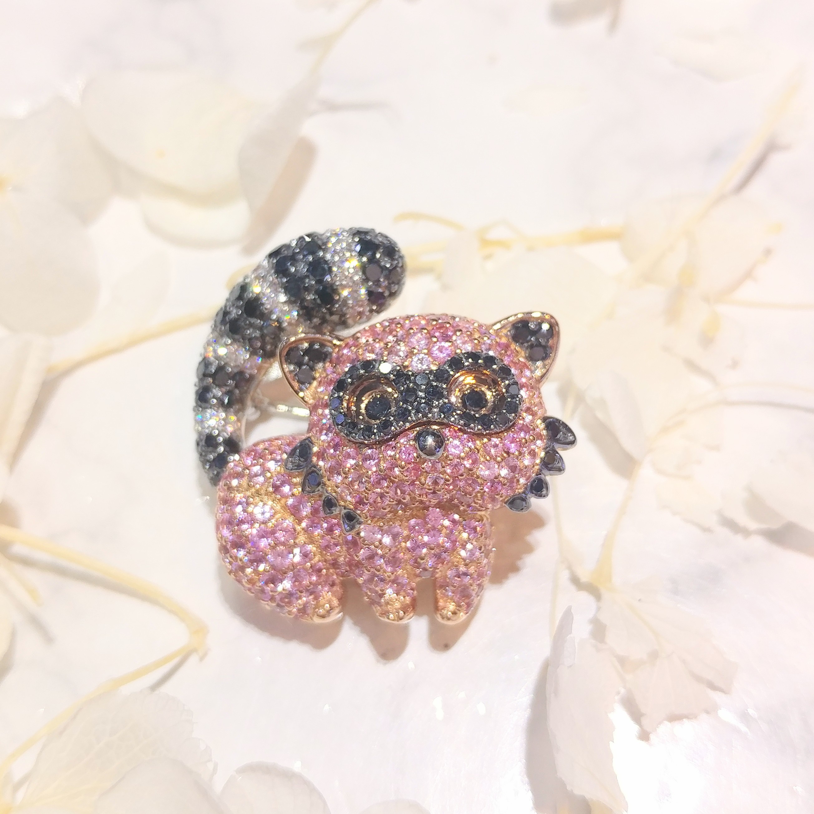 18K Rose Gold 3.08ct Sapphire and Diamond Brooch