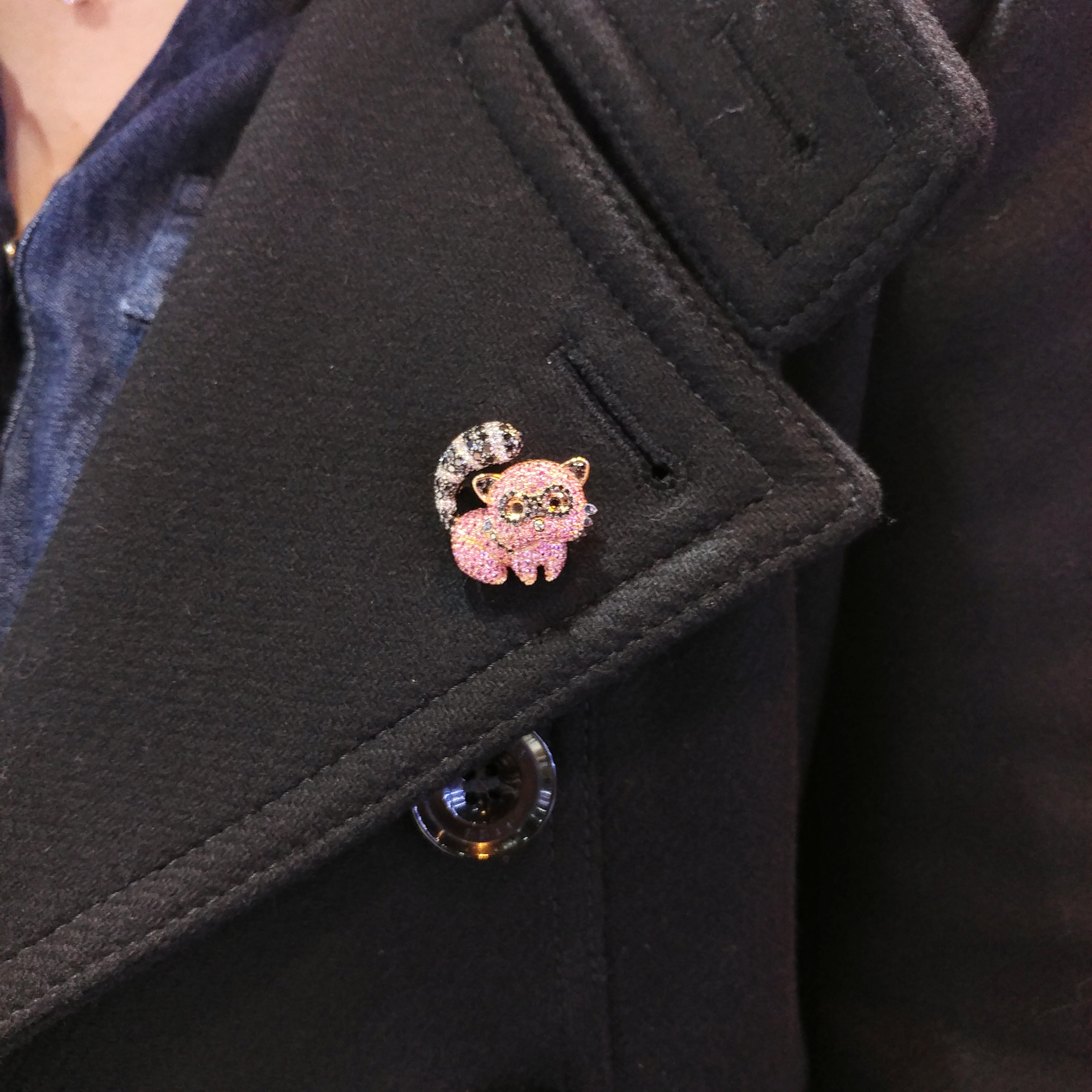 18K Rose Gold 3.08ct Sapphire and Diamond Brooch