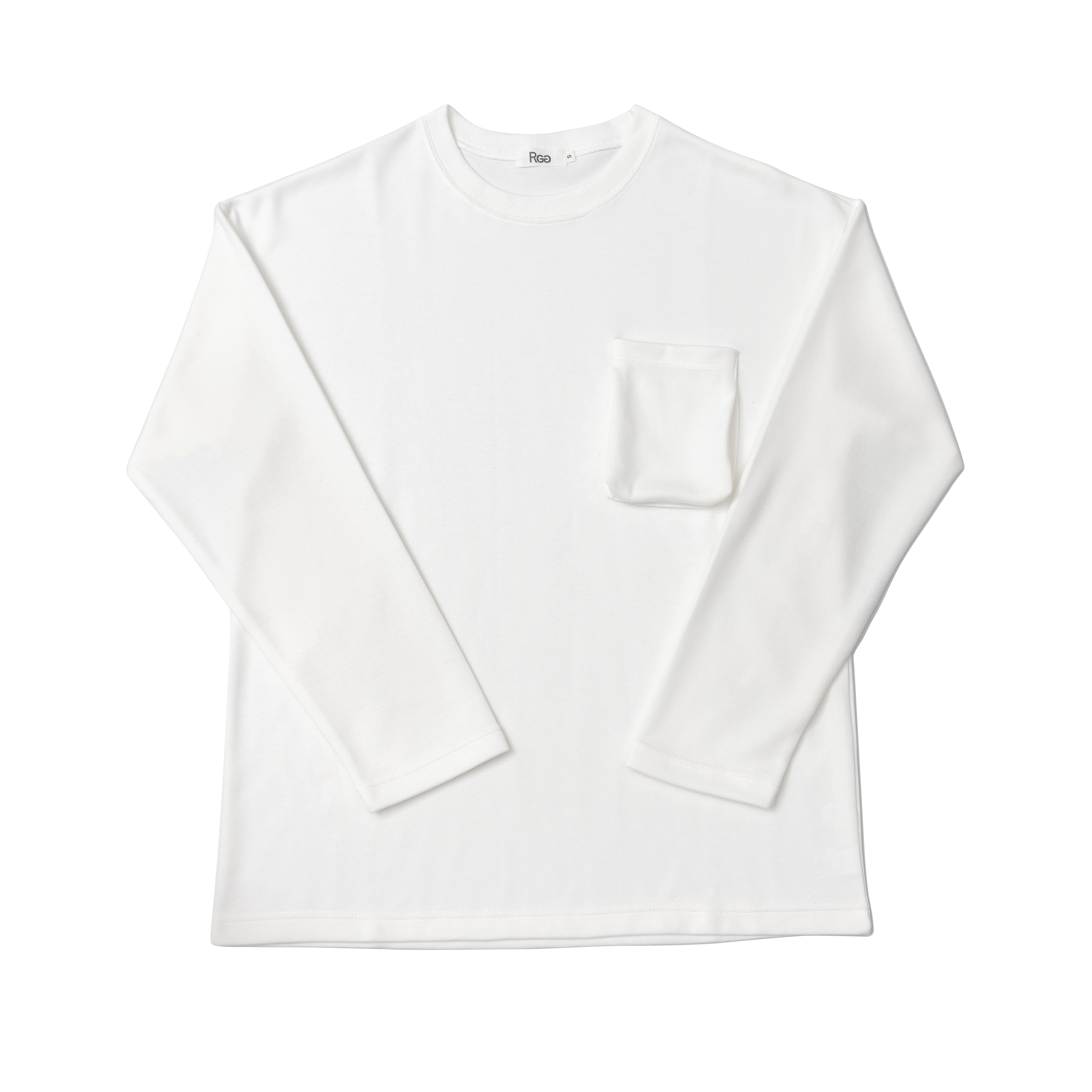 立體口袋長T白色商品照