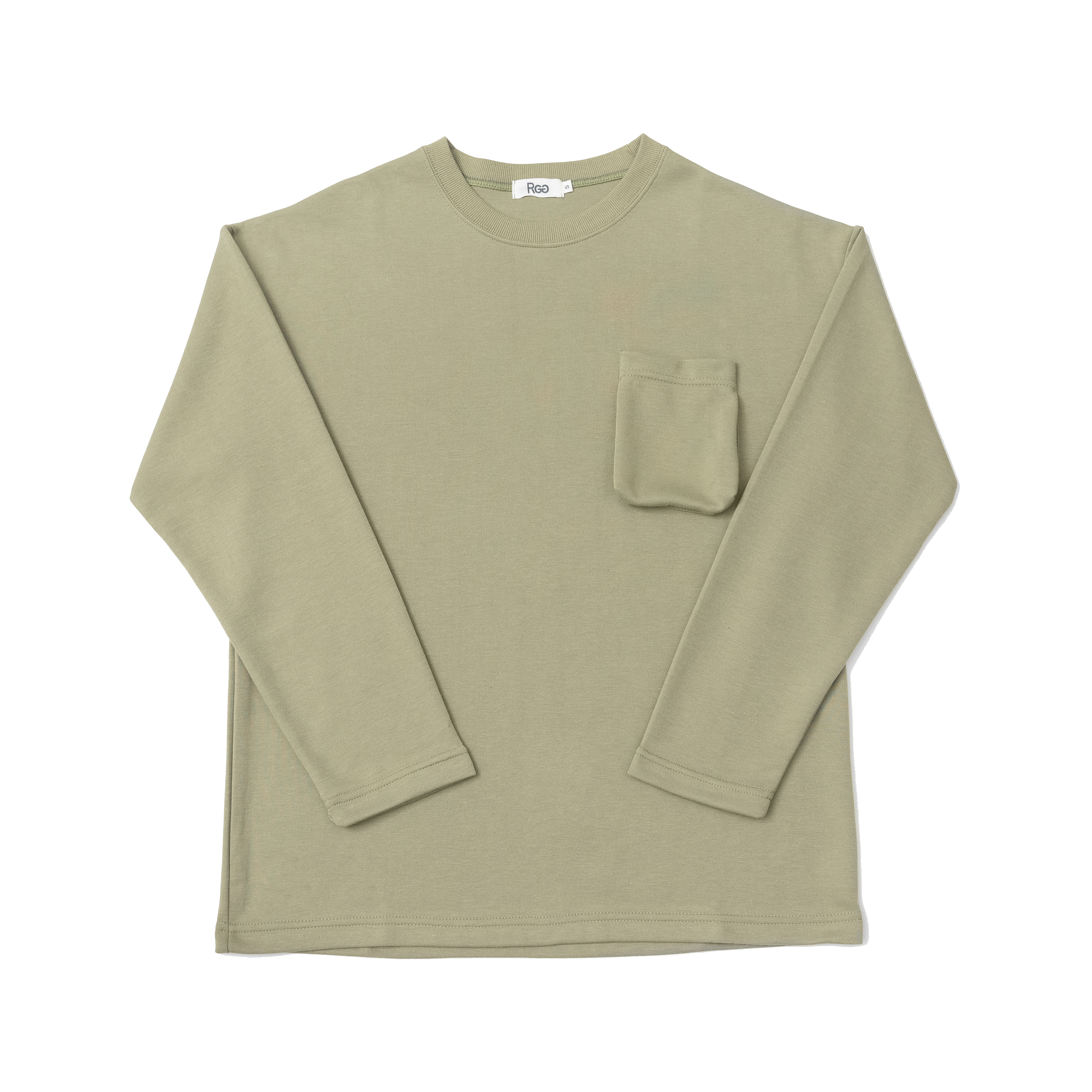 立體口袋長T莫蘭迪灰綠商品照