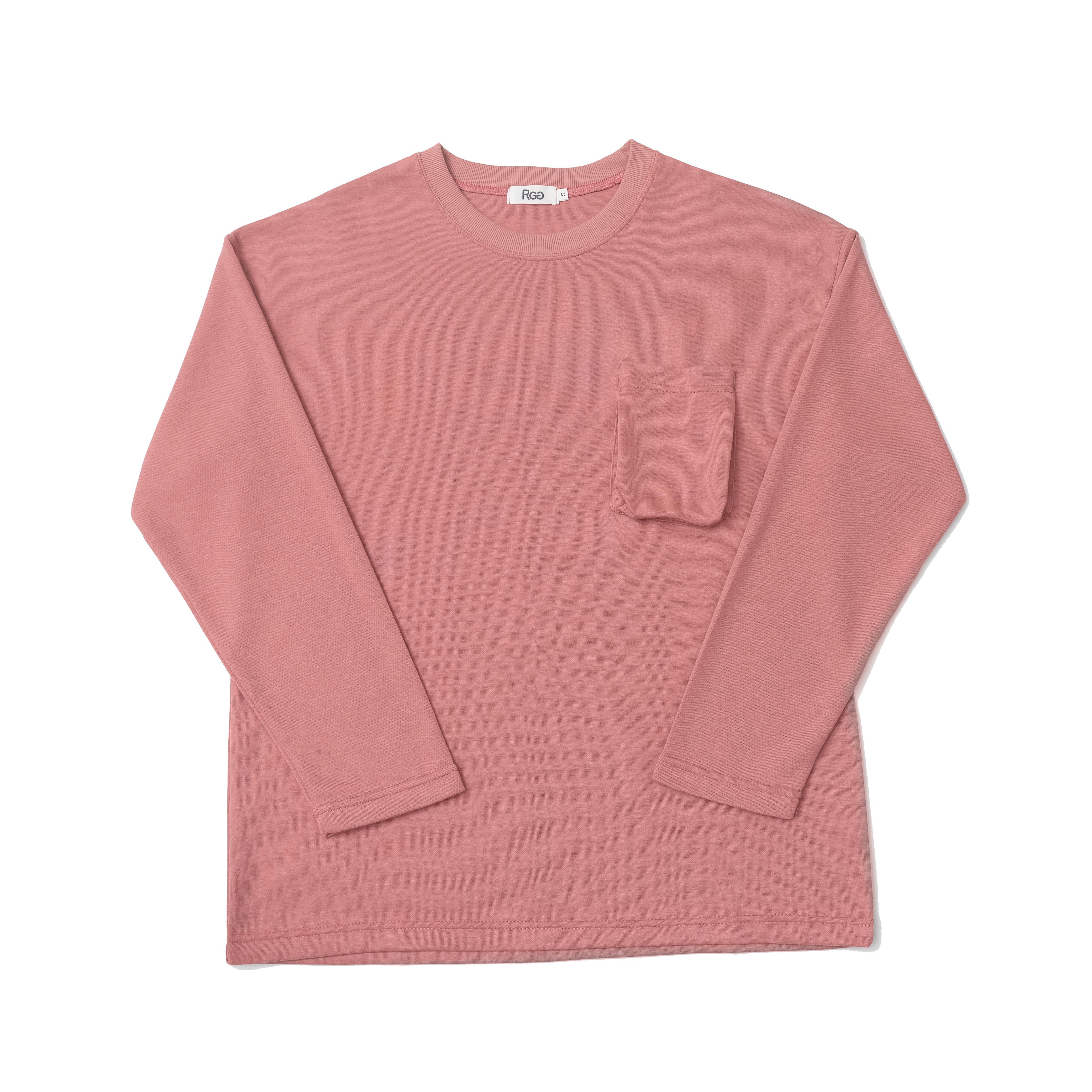 立體口袋長T藕粉商品照