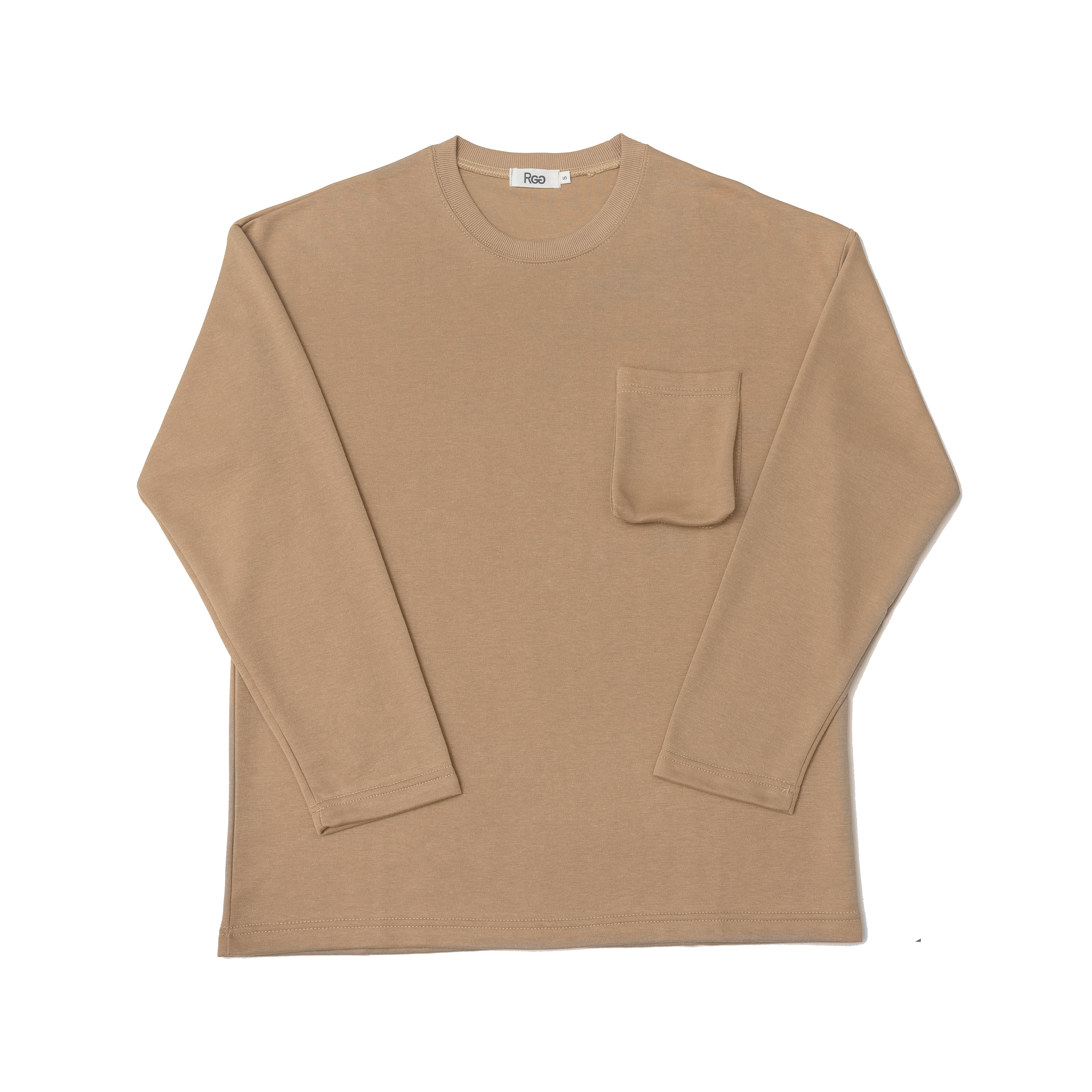 立體口袋長T卡其商品照