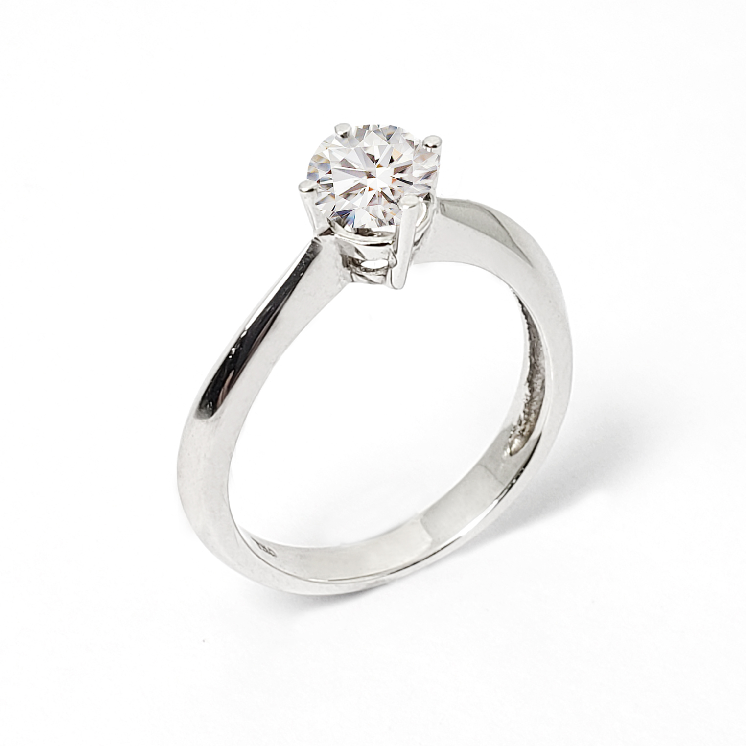 18K白金四爪十字扭臀戒指托 (RS01H4019)