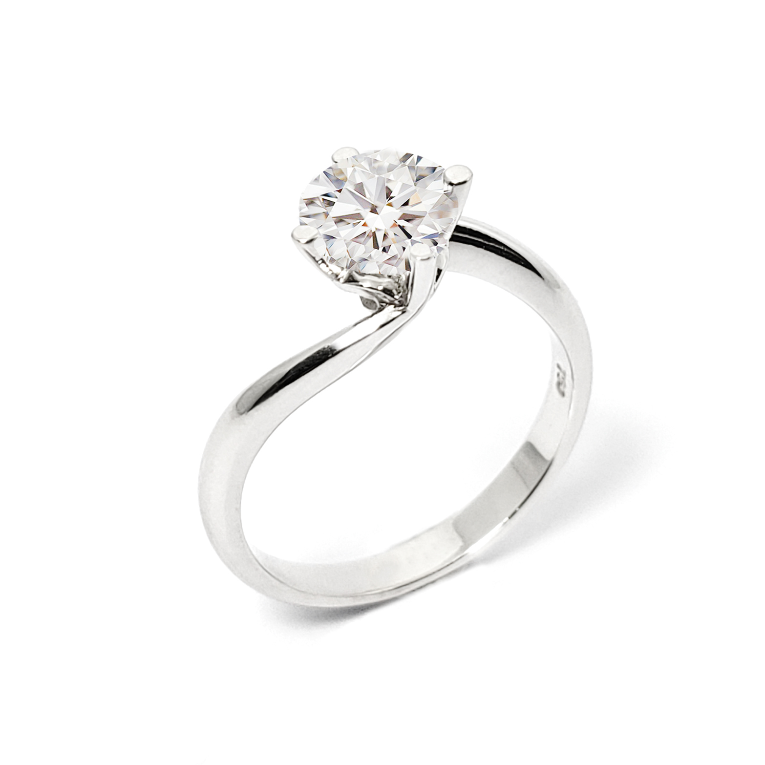 18K白金四爪十字扭臀戒指托 (RS62H4016)