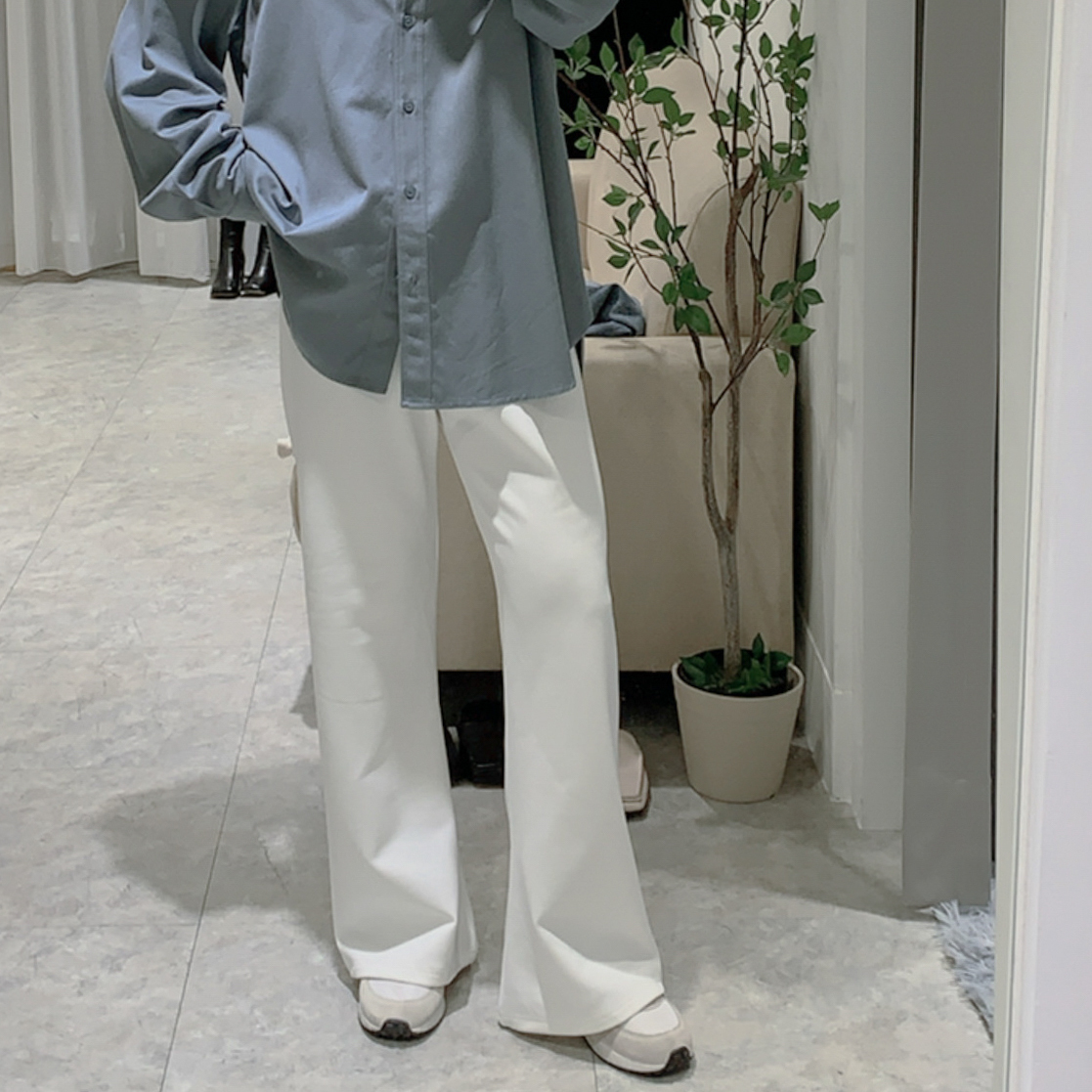 P01-8必收SLIM微喇叭瘦長腿褲(新色白)