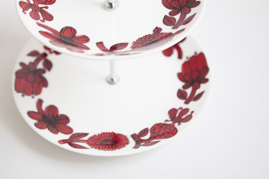 GUSTAVSBERGS-ASTER 紅 雙層蛋糕架（含盤）