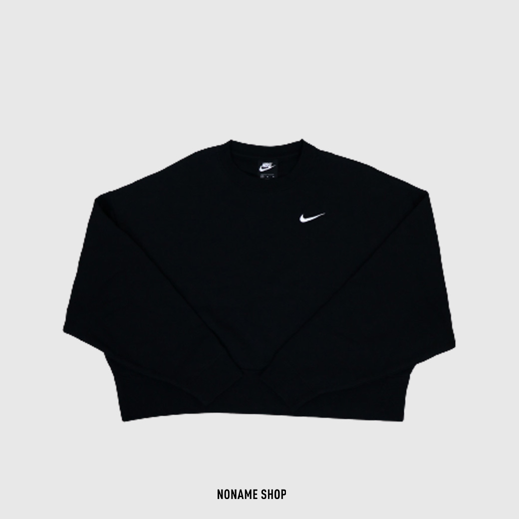 🎄聖誕限定優惠🎄 NIKE NSW CREW FLC 基本款 經典 小勾 落肩 大學T 黑 (女款)