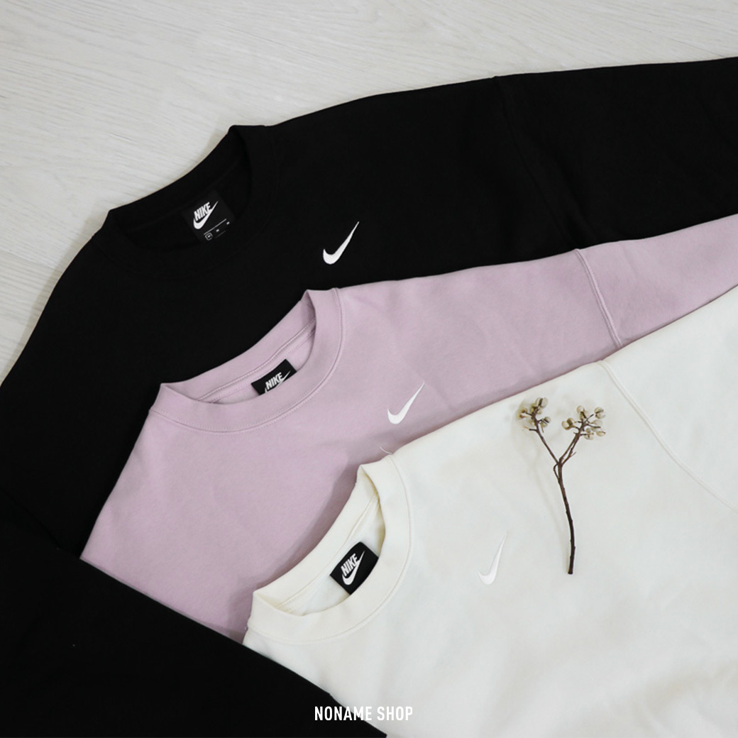 🎄聖誕限定優惠🎄 NIKE NSW CREW FLC 基本款 經典 小勾 落肩 大學T 黑 (女款)
