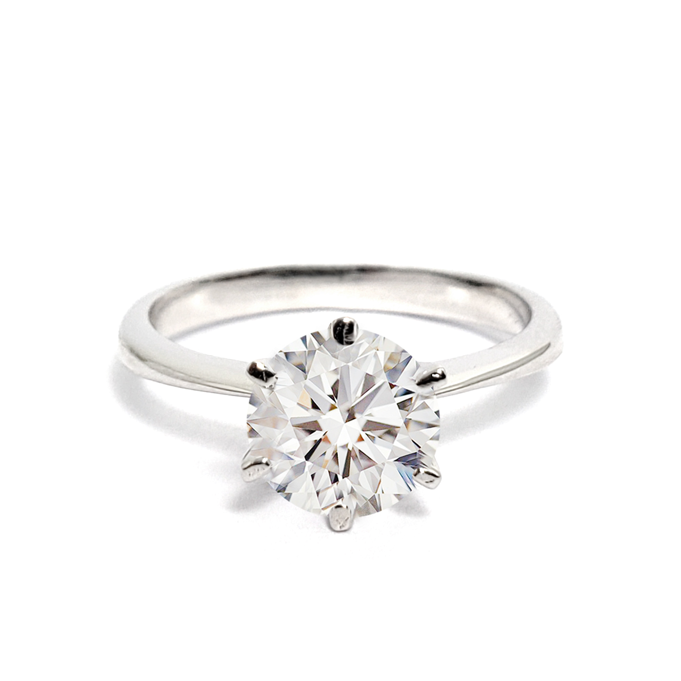 18K 白金刀臂戒指托 (方爪)