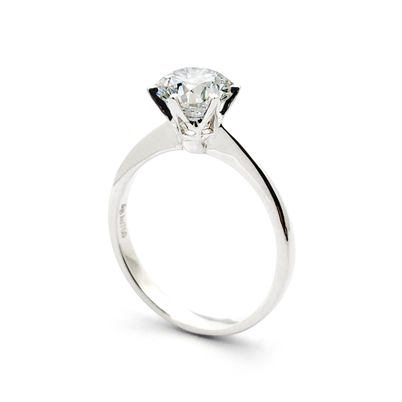 18K 白金刀臂戒指托 (方爪)